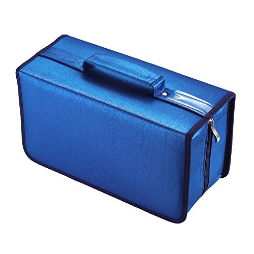 alavisxf xx CD Case, 160 Capacity Nylon Protective Disc Organizer for Car | CD DVD Holder, Portable Handle, Zipper Closure, Anti-Slip Sleeves, Heavy Duty Storage Bag, for Home Office Travel - color: Blue160