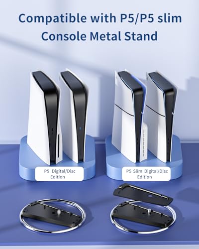 OLCLSS Vertical Stand for P5 Pro, P5 Slim & P5 Consoles (Digital/Disc) with 9 Silicone Dust Plugs - Anti-Slip Base, Anti-Tip Design, Secure Screw, Accessories, Compatible with P5 Pro, Slim & 5 Models