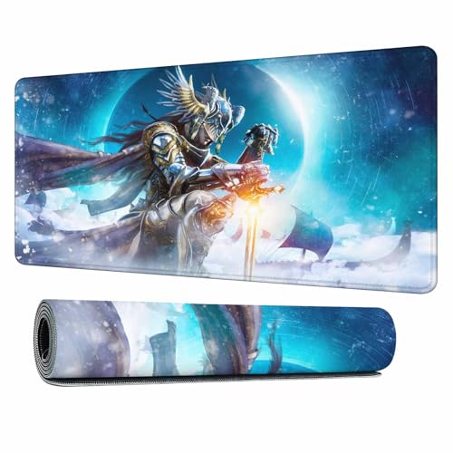 Fantasy Warrior Large Gaming Mouse Pad Magical Realm Glowing Sword Imagery Valhalla Long Mousepad Keyboard Mat for Desk,Office,Home 35.4"X15.7" - color: Fantasy warrior