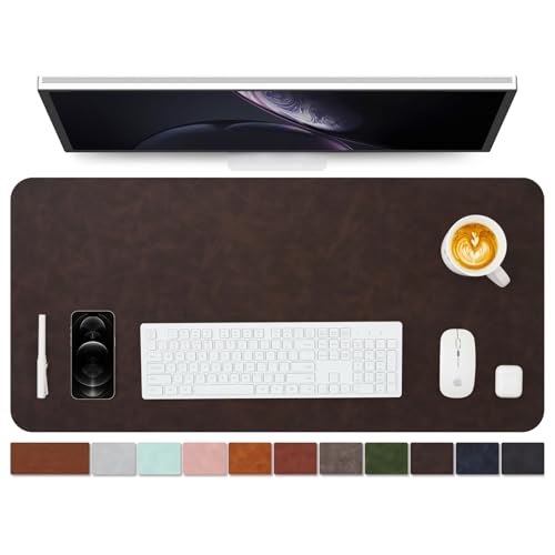 Distressed Leather Desk Mat - Non-Slip PU Desk Pad for Office and Home - Desk Organization and Accessories - Ideal for Large Mouse Pad and Desk Mats on Top of Desks(Espresso,36"x 17") - color: Espresso, size: 36" x 17"