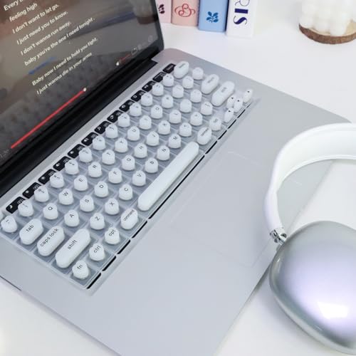 Keyboard Cover for Long Nails Compatible with MacBook Pro 13 inch M2 2023, 2022, 2021 2020 M1 A2338 A2289 A2251&Compatible with MacBook Pro 16 2020 2019 A2141 Touch ID, US ANSI (White & Heart) - color: White