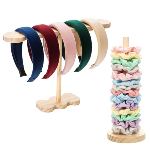 2 Pcs Scrunchie Holder Stand Headband Jewelry Holder Organizer Hanging Hairband Storage Hair Hoop Display Stand Space-Saving Jewelry Scrunchy Holders for Girls Women HeadBands Bracelets Scrunchie
