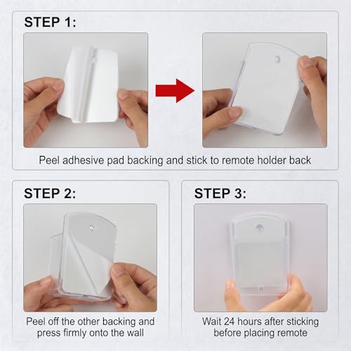 2 PCS Remote Control Holder Wall Mount, TV Remote Control Holder, Self Adhesive Pen Holder Organizers and Accessories for Home Office School (2, Clear) - color: Set of 2-Clear