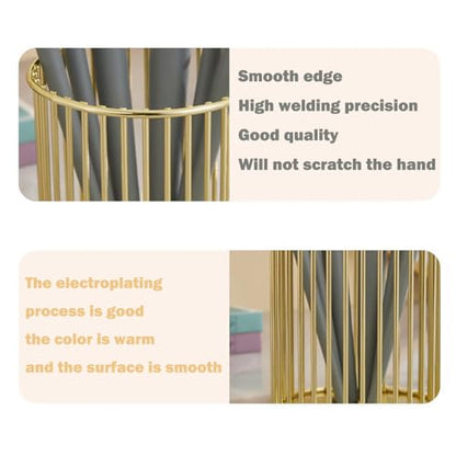 2Pcs Post sticky Note Holder + Pens Holders,Desk organizer sets,Gold Metal suit for Desk Memo,tableware,flowers,toothbrush,cute pencil holder ,Home Office decor and Accessories,Makeup Brushes Cup.