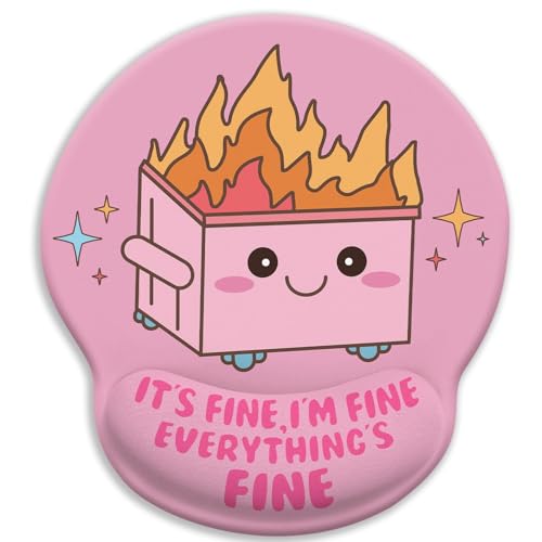 Blusabaca Funny Cute Mouse Pad with Wrist Rest, Dumpster on Fire Ergonomic Mouse Pads Wrist Support for Desk, Mousepad for Wireless Mouse Gaming Laptop Work Home Desk Accessories Office Supplies Decor - color: 0 Dumpster Cute