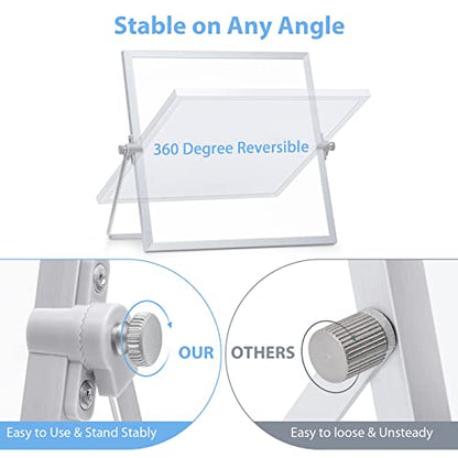 ARCOBIS Small WhiteBoard with Stand 10" X 10", Magnetic Double-Sided Dry Erase White Board Easel for Desk Students Home Office - color: Silver, size: 10"W x 10"H