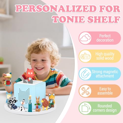 360° Round Turntable for Tonies Box 1/2 Organizer Storage Shelf, Magnetic Stand Holder for Toniebox Player Tonies Figures, Display Collection 10~15 Tonie Box Characters (White) - color: White, size: 1-Tier Turntable for Tonie