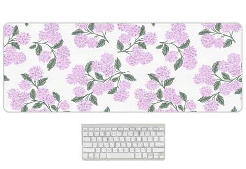 Hydrangea Mouse Pad, Pink Flroal Desk Mat 31.5x11.8 | Flroal Office Decor, Pink DeskAccessories, Aesthetic Mouse Pad for Desk, Long Desk Matt, Hydrangeas Gifts for Women - color: Pink Hydrangea Large, size: 31.5L x 11.8W inches