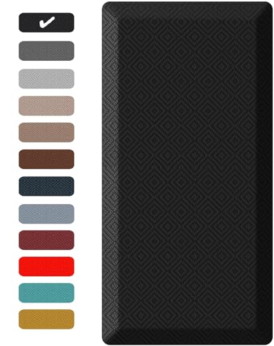 Ophanie Anti Fatigue Cushioned Mat, 3/4 inch, 20x48 Anti Fatigue Cushioned Mat with 99+ Pairs of Anti-Slip Bottom Ridges,Kitchen Rugs,Waterproof,Comfort Ergonomic Standing Mat for Office,Home,Sink - color: Black, size: 20"L x 48"W x 0.8"Th