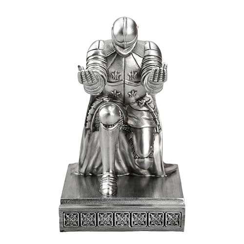 Windbreaker Soldier Knight Pen Holder Personalized Desk Accessory, Mobile Phone & Gaming Controller Holder, Device Stand Gift for Medieval Enthusiasts (Silver) - color: Silver