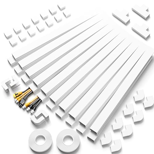 Delamu Cable Hider, 315in Cord Covers for 3-4 Wires on Wall, Large TV Cord Hider Wall, Paintable Wire Hiders Wire Covers for TV Cords on Wall, Easy Mount Cable Cover Raceway Kit, W1.18 H0.6in, White - color: White, size: 315in L x 1.18in W x 0.67in H