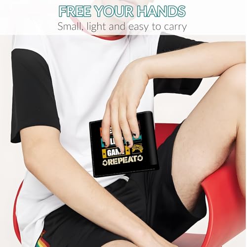 EXXBYELI Boys Wallet Gamepad Leather Wallets Credit Id Card Cash Holder Black Rfid Blocking Zipper Cute Cool Funny Aesthetic Wallets With Coin Pocket Id Window Teen Wallets for Boys Teenager Wallet - color: games-text-22
