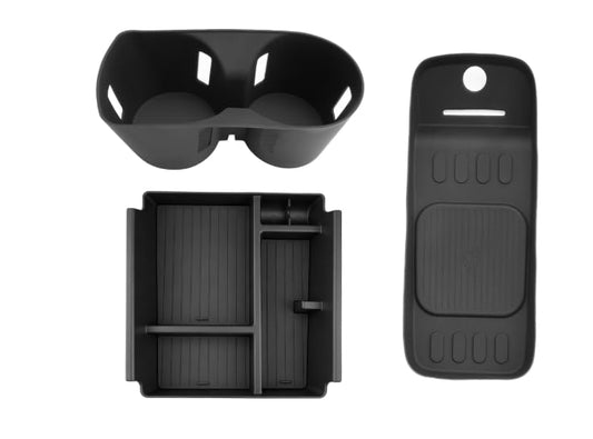 BIBIBO 3Pcs for New 2026 Hyundai Palisade Center Console Organizer 2026 Hyundai Palisade Console Armrest Tray+Cup Holder +Wireless Charging Mat Palisade Insert Organizer (Not for Calligraphy) - color: for armrest cover is one piece-A