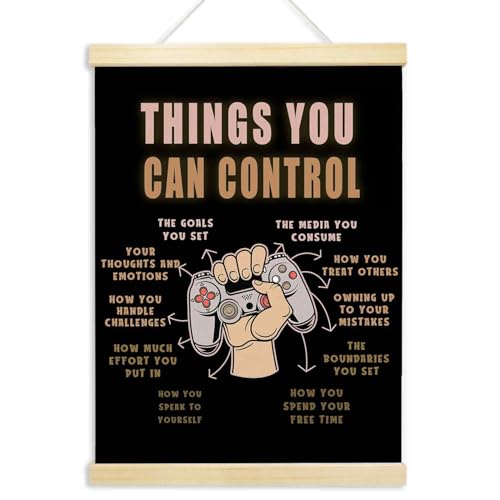 Voxitura Things You Can Control Game Poster Hanger Frame,Brown Black Gaming Gamer Wall Decor Art Canvas for Playroom Kids Toddler Boys Room,Mental Health Prints for Wall Hanging Therapy Office 12x16in - color: brown