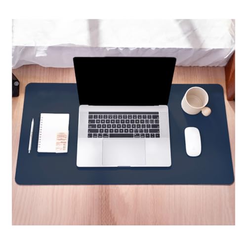 Non-Slip Leather Desk Mat, 31.5" x 11.8" Waterproof Laptop Computer Desk Keyboard Pad, Large Mouse Pad for Office,Work, Home, Decor (Dark Blue) - color: Dark Blue