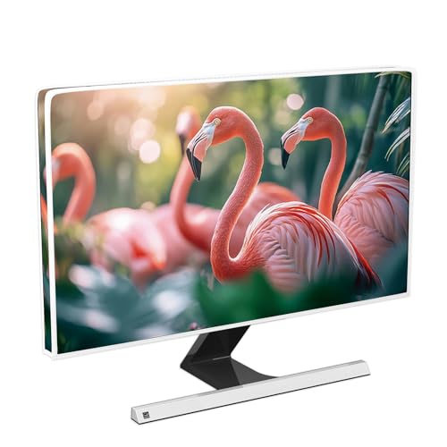 Pink Tropical Flamingo Monitor Dust Covers 22, 23, 24, 25 Inch Green Plants Anti-Static LCD-Silky HD Panel Dust Protective Sleeve Compatible with iMac 24, 22-25 Inch PC,Desktop and TV - color: pink, size: 22-25 Inch