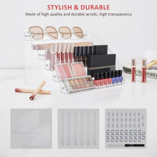 KINGROW Nail Polish Organizer Durable Easy Install Holds up to 96 Bottles | Durable acrylic rack, sturdy and easy to install.Versatile storage for polish, oils, glasses, and ink.Fits 1-2oz bottles - size: 6 Layers