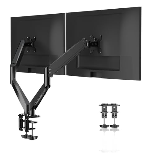 Pholiten Dual Monitor Stand, Fully Adjustable Gas Spring Arms for 17 to 32 inch Screens, VESA 75x75, 100x100, Max 22 lbs - style: 2 monitor mount