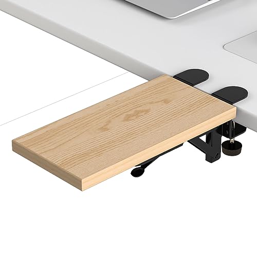 OUGIC Ergonomic Desk Extension Tray, 30 x 15 cm, Clamp Without Perforation, Foldable Keyboard Drawer Tray, Wrist Rest, Computer Stand - color: Maple, size: 15cm*30cm