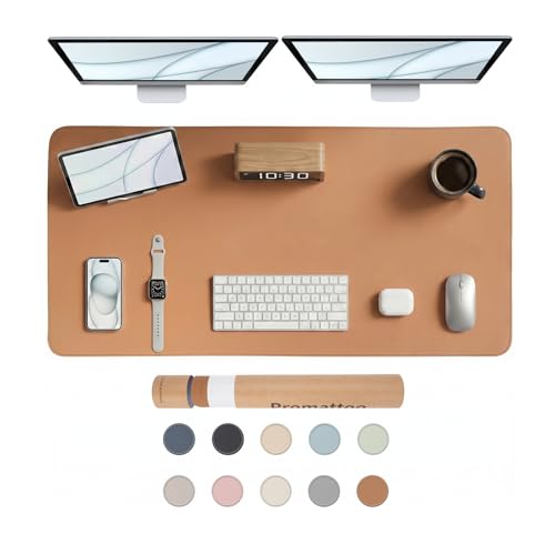 Large Desk Pad Non-Slip Desk Mat Protector for Keyboard Mouse Waterproof Vegan Leather Surface Faux Leather Laptop Mat Smooth Mouse Pad Premium Gift Tube Caramel Brown 47" x 23" - color: Caramel Brown, size: 47" x 23"