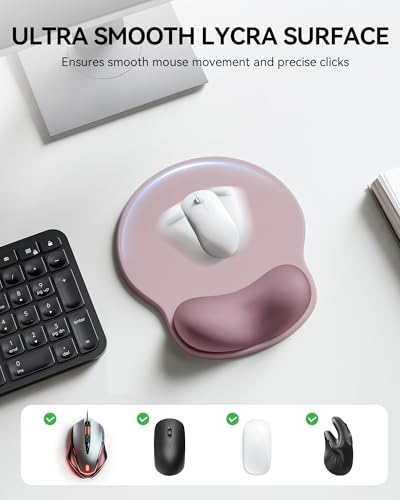 Laborio Mouse Pad with Wrist Rest, Ergonomic Mouse Pads for Desk, Office Non-Slip Mousepad with Gel Wrist Support(Rose Pink, 10.6''L x 9''W) - color: Rose Pink