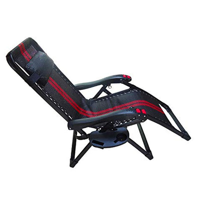 Oval Zero Gravity Lounge Chair with Cup Holder and Tray, Side Recliner, Mobile Phone Slot, Snack Tray - Black