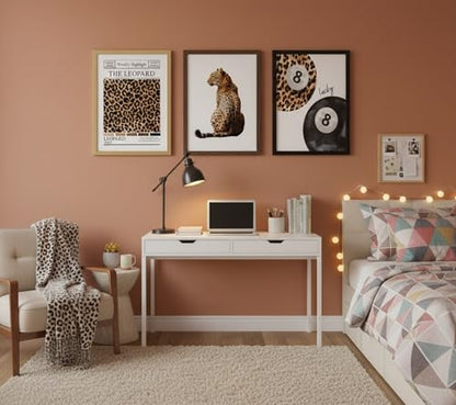 Set of 3 Trendy Leopard Canvas Wall Art Funky Lucky 8 Ball Posters Prints Preppy Room Aesthetic Cheetah Wall Decor Paintings Pictures for Girls Bedroom Apartment Dorm 12x16in Unframed