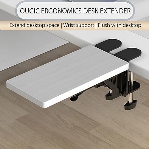 OUGIC Ergonomic Desk Extension Tray, 30 x 15 cm, Clamp Without Perforation, Foldable Keyboard Drawer Tray, Wrist Rest, Computer Stand - color: White., size: 15cm*30cm
