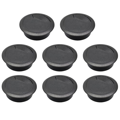 Desk Grommet 2" (50 mm), Desk Cord Hole Cover, Cable Grommet ABS Plastic, Desk Hole Grommet for Office and Home Table Cable, Detachable Adjustable Cable Cord Organizer (Black 8 Pcs) - size: 2" (50 mm), style: 8 pcs Black