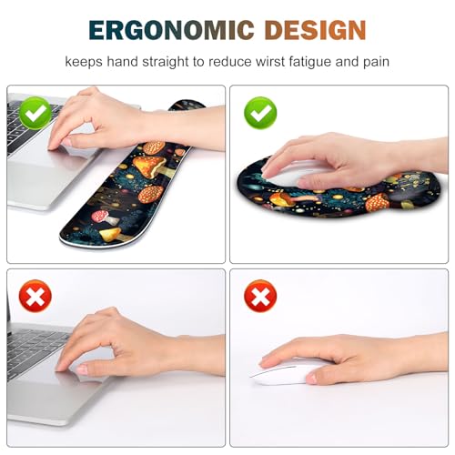 Gaming Mouse Pad, Large Desk Mat, Cute Desk Pad Protector, 4in1 XXL Mousepad + Keyboard Wrist Rest+Mouse Wrist Rest+Coaster Set with Ergonomic Desk Pad for Home Office Table Computer, Lovely Mushroom - color: Lovely Mushroom