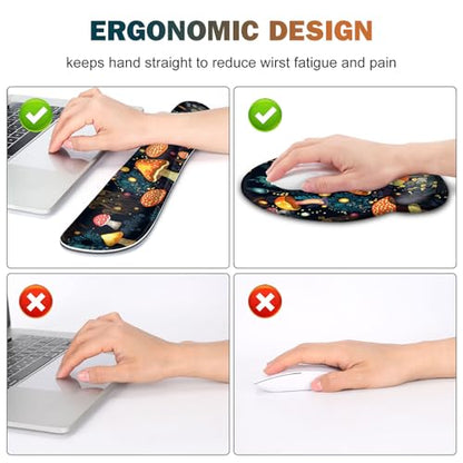 Gaming Mouse Pad, Large Desk Mat, Cute Desk Pad Protector, 4in1 XXL Mousepad + Keyboard Wrist Rest+Mouse Wrist Rest+Coaster Set with Ergonomic Desk Pad for Home Office Table Computer, Lovely Mushroom - color: Lovely Mushroom