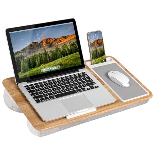 LAPGEAR Home Office Lap Desk with Device Ledge, Mouse Pad, and Phone Holder - Oak Woodgrain - Fits up to 15.6 Inch Laptops - Style No. 91589 - color: Oak Woodgrain, size: Home Office W/Device Ledge