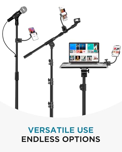 InnoGear Mic Stand Phone Holder, Flexible Gooseneck Mount Clamp for Microphone Boom Arm Tube Pipes Music Accessories for iPhone 16 15 14 13 12 MAX Pro Samsung Galaxy All Smartphones - size: Compact