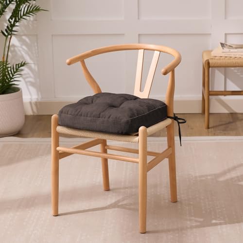 IASEAHK Chair Cushions for Dining Chairs, Dining Chair Cushions, Tufted Indoor Chair Pads with Ties & Non Slip Backing, Seat Cushions for Kitchen Chairs 16.5” x 16.5” x 3.5”, Set of 4, Brown - color: Brown, size: Pack of 4