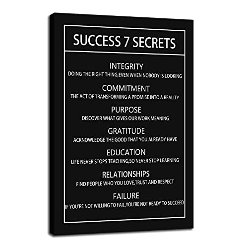 Motivational Canvas Wall Art for Office Inspirational Success 7 Secrets Poster Print Artwork Painting Picture for Framed Home Decoration Living Room Bedroom Ready to Hang [12''W X 18''H] - color: Inspirational-11, size: 18"L x 12"W