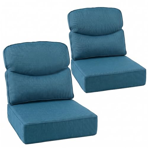 Outdoor Chair Cushions, High Back 6-inch Thick Cushions for outdoor furniture, Waterproof 22x24 Patio Chair Cushion, Replacement Couch Cushions, Include 2 Back & 2 Seat Cushions, Peacock Green - color: Peacock Green, size: 22"x24" High Back & Extra Thick