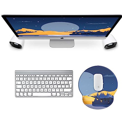 eulps Mouse Pad with Wrist Rest, Comfortable Computer Mousepad with Gel Wrist Support Smooth Surface and Non-Slip PU Base for Pain Relief, Laptop, Office & Home (Moon Night) - color: Moon Night