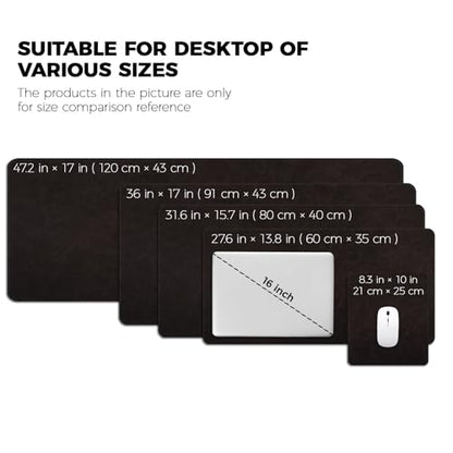 Large Gaming Desk Pad with Stitched Edges - 2mm Thickness Leather Mouse Mat, Non-Slip Base Desk Mat for Office/Home 31.5"x 15.7" L Black - color: Black, size: 31.5" x 15.7"