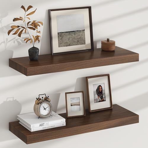 Floating Shelves for Wall, USA-Sourced Sapele Wood 24 Inch Wall Shelves Set of 2, Natural Wooden Mounted Picture Ledge Shelf, Nursery Book Storage Shelf Kids Bookshelf Display, Shelf for Bathroom - color: Usa-sourced Sapele Wood, size: 24''W, 2Packs