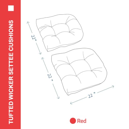 Outdoor Chair Cushions 22x22x4 Inch Set of 2, Red - color: Red, size: 22x22x4"