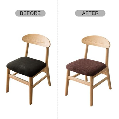 Genina Seat Covers for Dining Room Chair Seat Slipcovers Kitchen Chair Covers (Chocolate, 4 Pcs) - color: Chocolate, size: 4 PCS