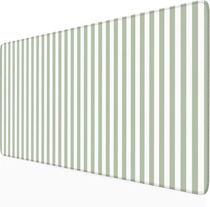 Sage Green Striped Desk Mat Cute Pastel XXL Large Gaming Mouse Pad Desk Pad Kawaii Aesthetic Home Office Decor Cozy Keyboard Laptop Computer Mat - color: A2- Sage Green