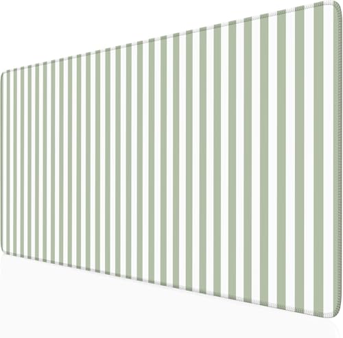 Sage Green Striped Desk Mat Cute Pastel XXL Large Gaming Mouse Pad Desk Pad Kawaii Aesthetic Home Office Decor Cozy Keyboard Laptop Computer Mat - color: A2- Sage Green