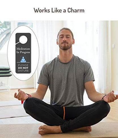 2 Pack Meditation Door Hanger, 9.3"x3.5" PVC Plastic, Do Not Disturb Sign for Room - color: Version E