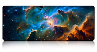Large Gaming Mouse pad,Deep Starry Sky Nebula Blue Anti Slip Rubber Base Mouse pad, Suitable for Computer, Laptop, Office Desk Accessories - color: Deep Starry Sky Nebula Blue