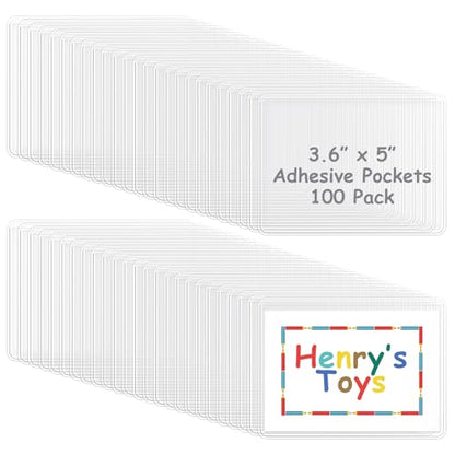 Jeyiour 100 Pcs Label Holders Adhesive Nameplate Pockets Storage Bin Labels Index Card Holder Shelf Plastic Peel Stick for Classroom Supermarket Bookshelf Library Student Box Drawer (3.6 x 5 Inch) - size: 3.6 x 5 Inch