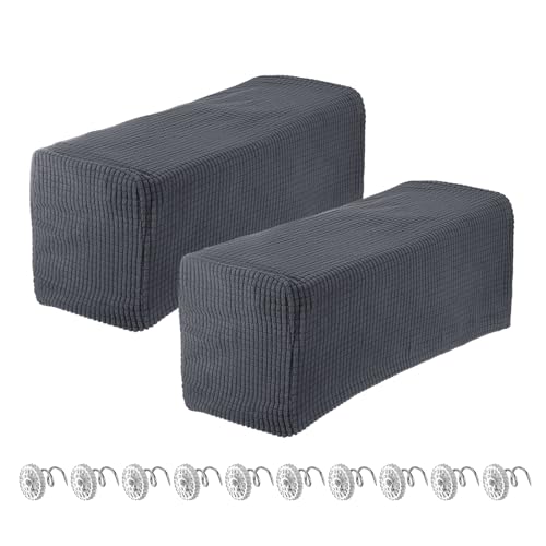 uxcell 2pcs Stretch Armrest Covers for Chairs/Sofas, Couch Arm Covers with Twist Pin, Furniture Protector Slipcovers Dark Grey - color: Dark Grey