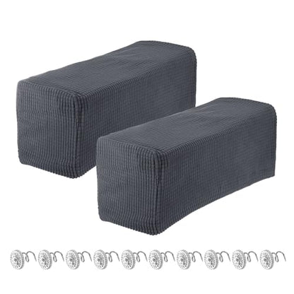 uxcell 2pcs Stretch Armrest Covers for Chairs/Sofas, Couch Arm Covers with Twist Pin, Furniture Protector Slipcovers Dark Grey - color: Dark Grey