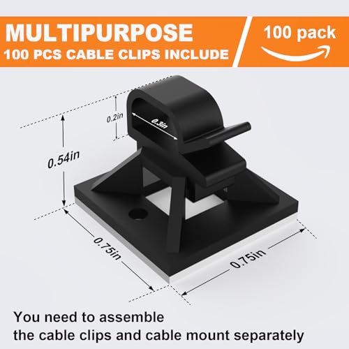 500 Pack 3/4" Zip Tie Adhesive Mounts Self Adhesive Cable Tie Base Holders with Multi-Purpose Tie wire clips with screw hole,Anchor stick on wire holder, Including 100 Pack Clips（Black） - color: 500 Pack 3/4“ Black