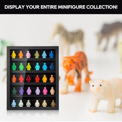 TJ.MOREE Minifigure Display Case for Collectibles, Mini Figure Display Case Wall Mount, 11 x 13.4 inches Black - color: Black-5-tier